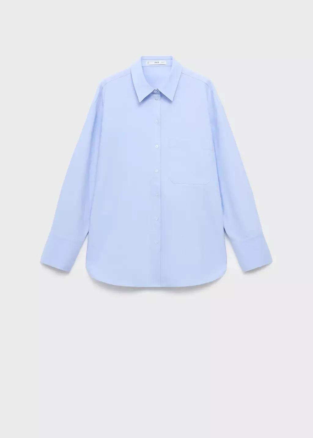 Blue Pocket Oversize Shirt, Light-Pastel Blue, medium