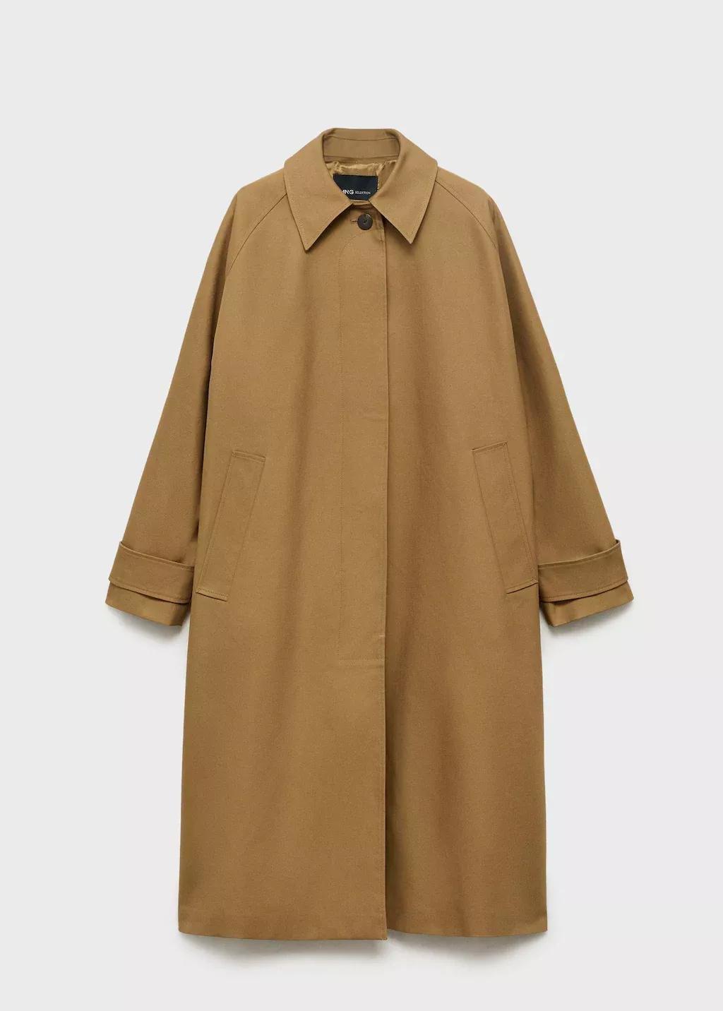 Brown Long Trench Coat, Medium Brown, large image number 5