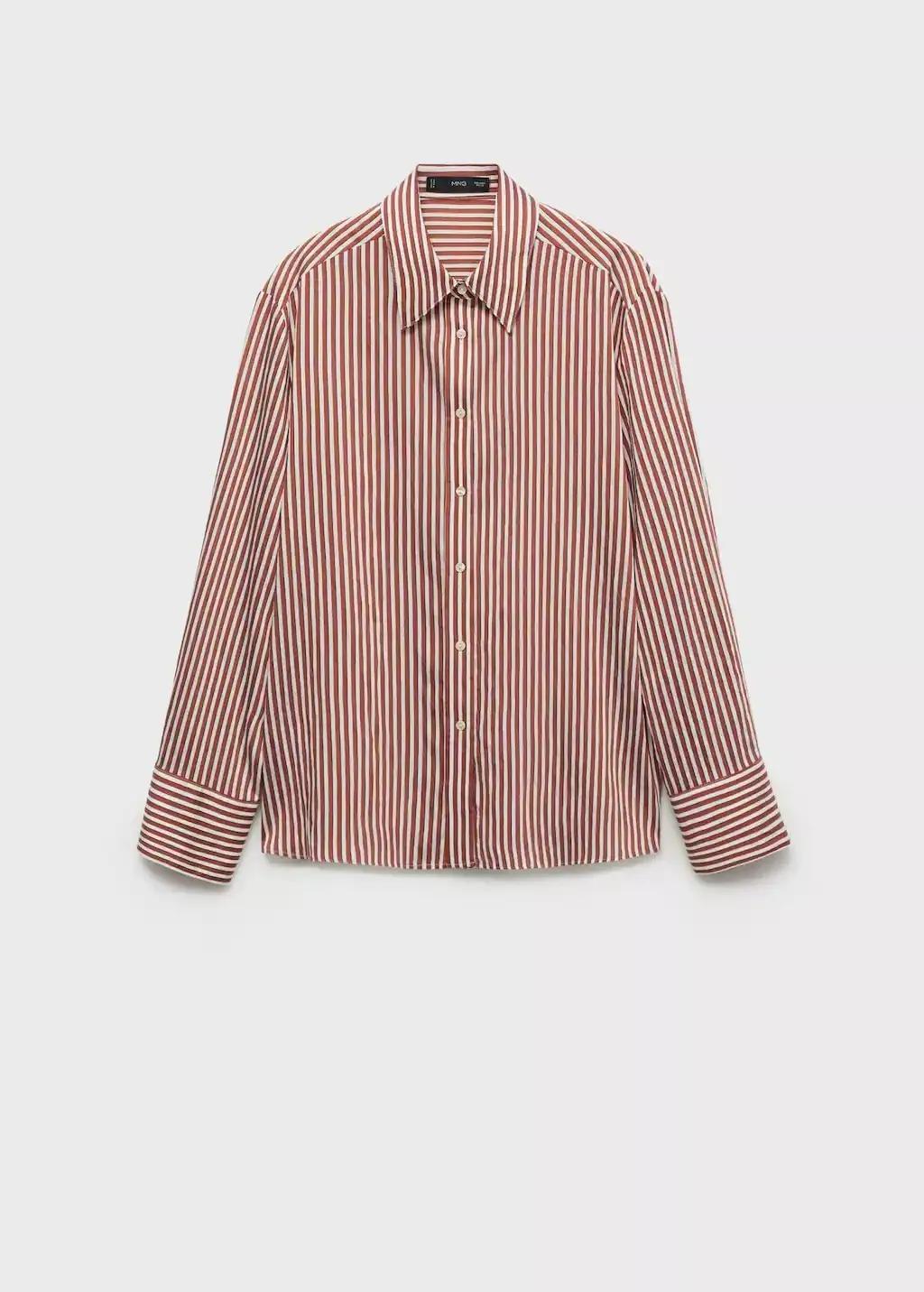 Brown Striped Straight Shirt, Brown, large image number 0