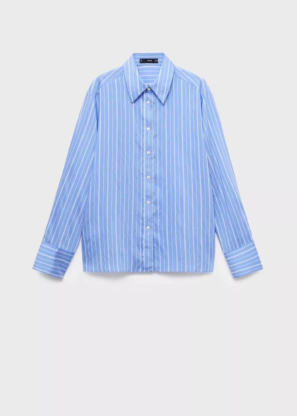 Blue Striped Straight Shirt, , large image number 0