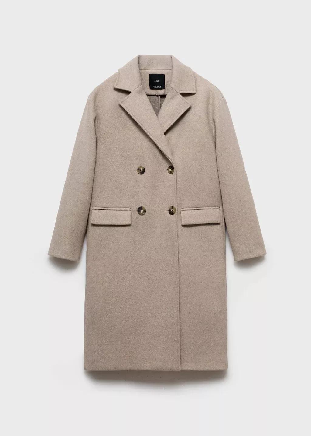 Brown Double-Breasted Midi Coat, Medium Brown, medium