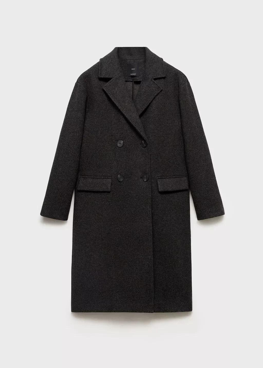 Grey Double-Breasted Midi Coat, 0201_95, medium