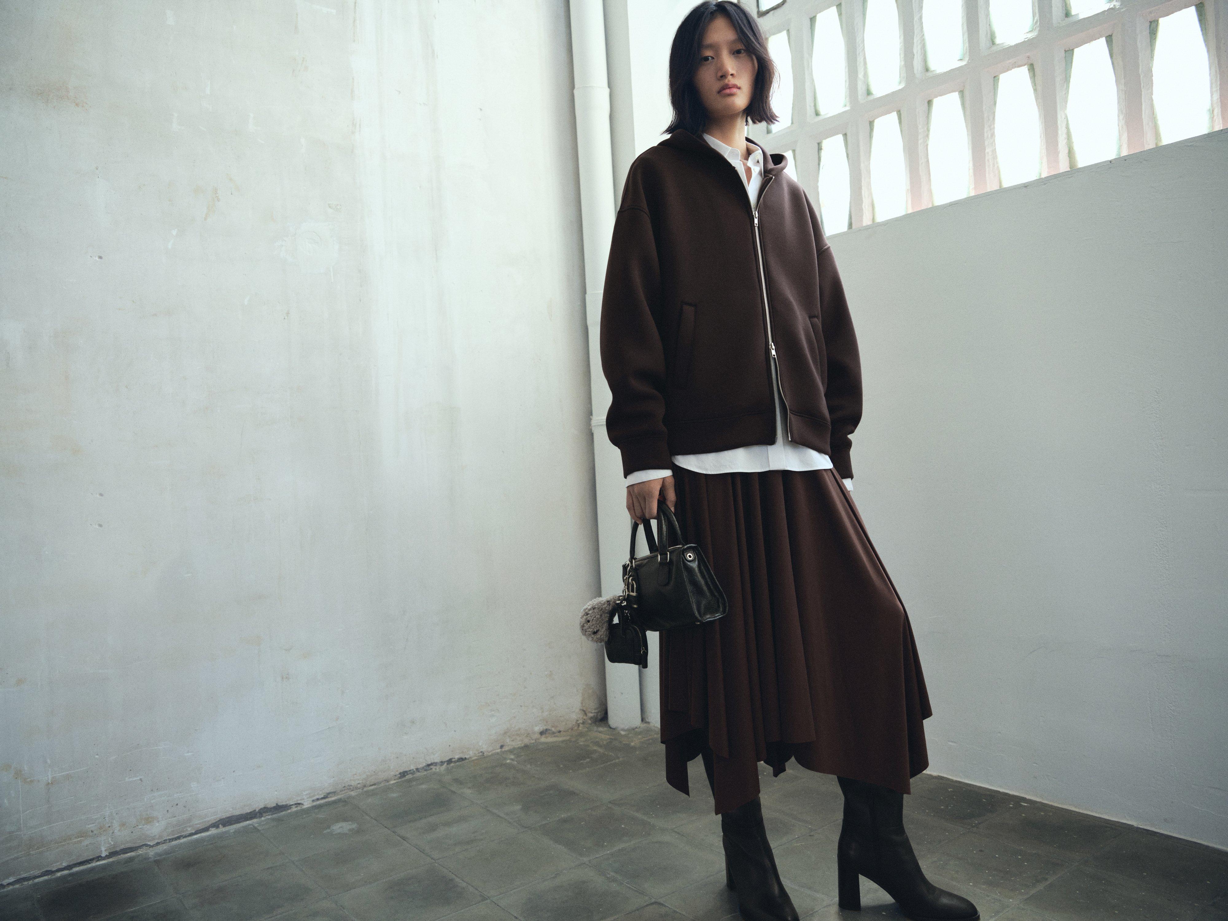 Brown Oversized Hooded Jacket, Brown, medium