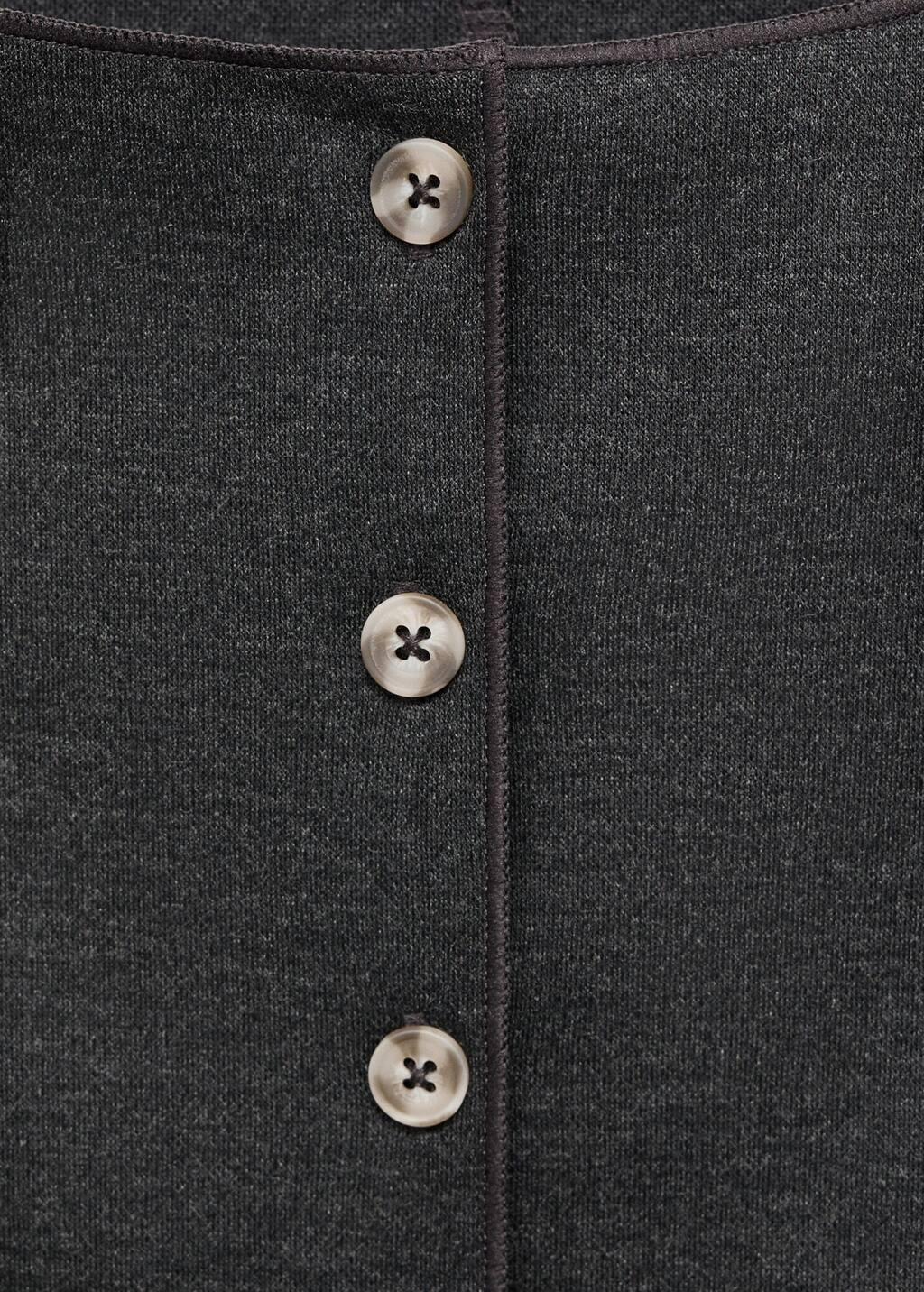 Grey Round Neck Buttoned Waistcoat, Grey, large image number 1