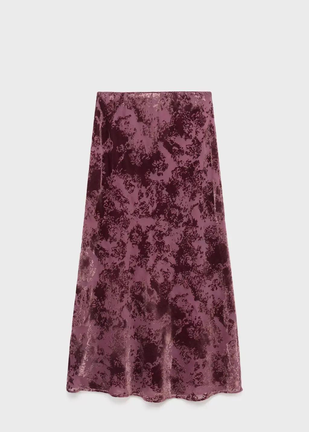 Red Long Jacquard Skirt, , large image number 0