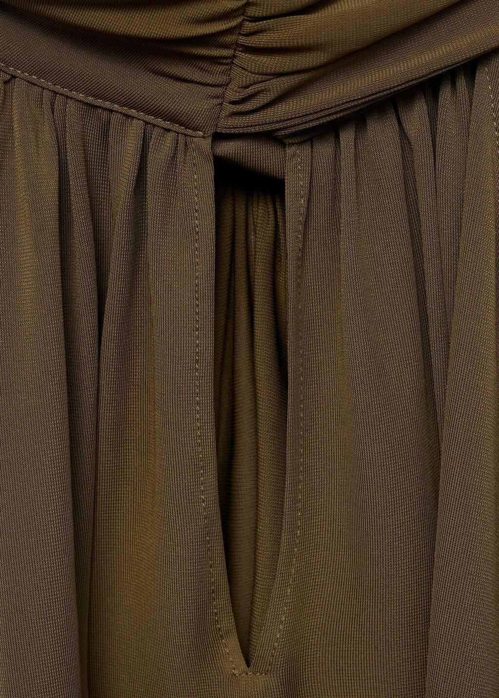 Khaki Bow Halter Top, , large image number 1