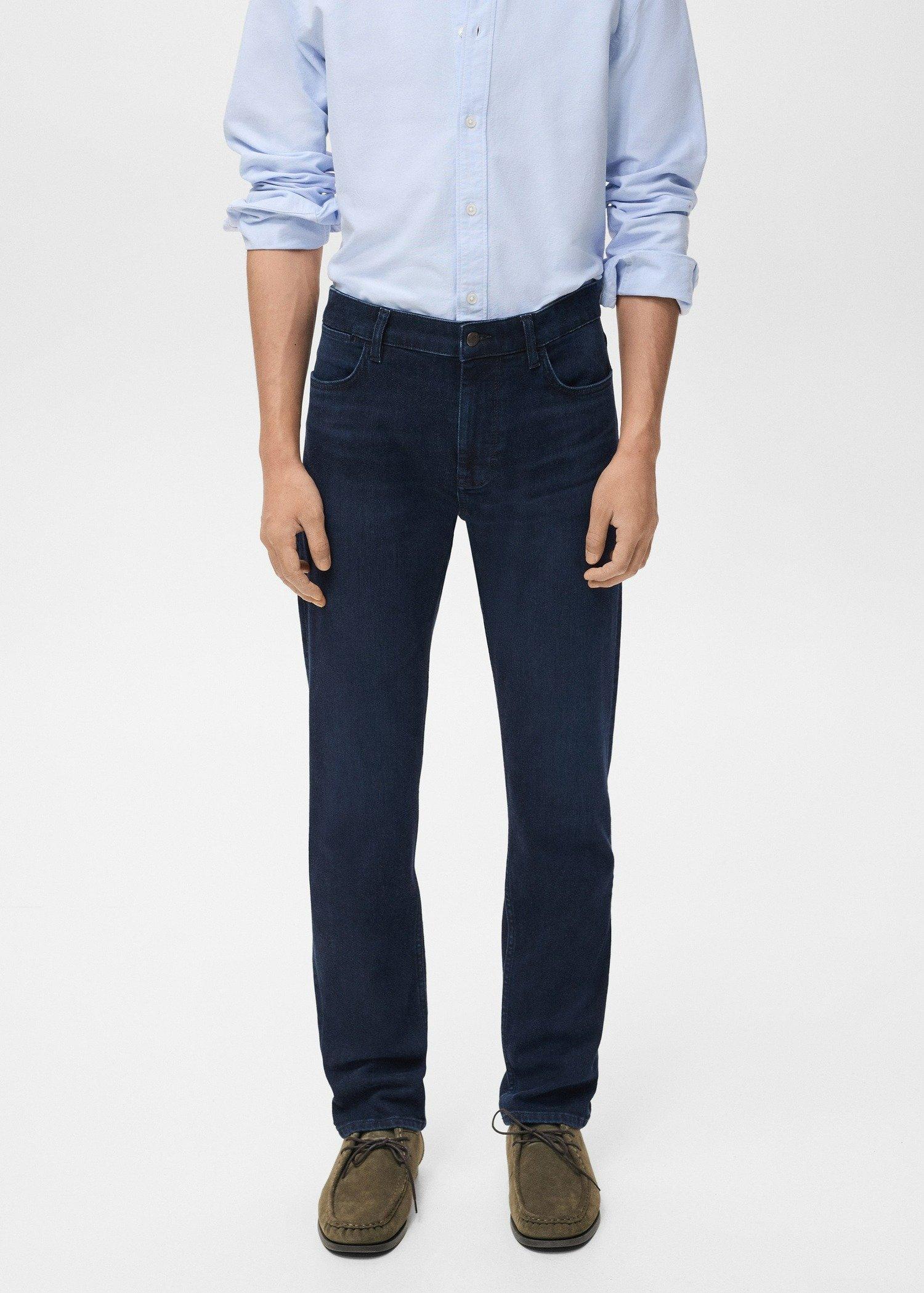 Navy Patrick Slim-Fit Dark-Wash Jeans, Open Blue, large image number 0