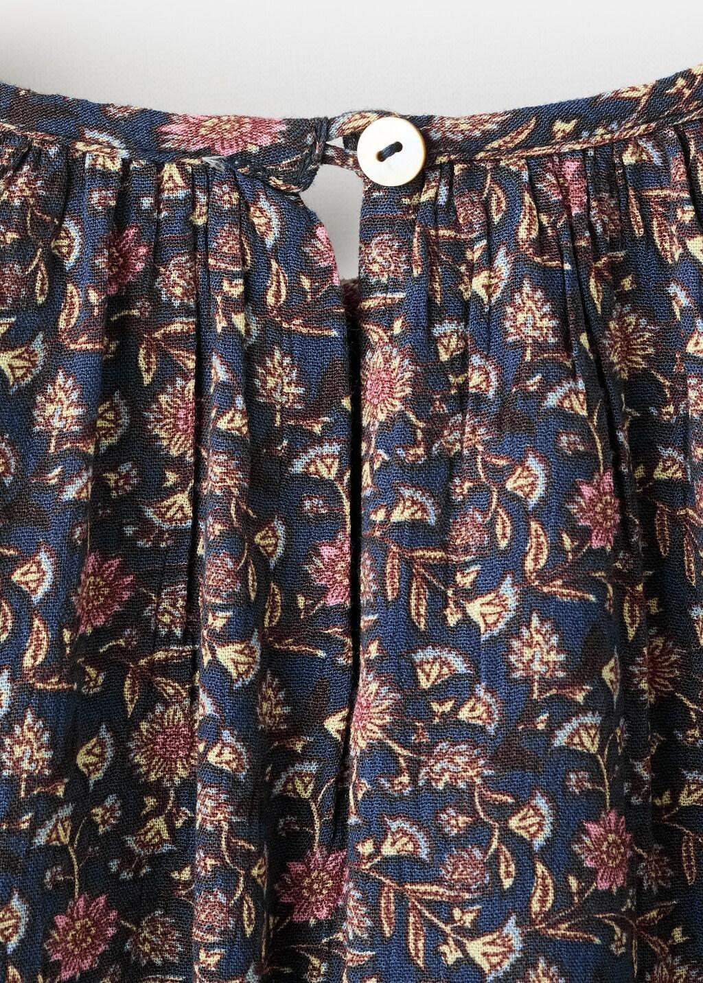 Navy Ruffled Printed Dress, Kids Girls, Navy, medium