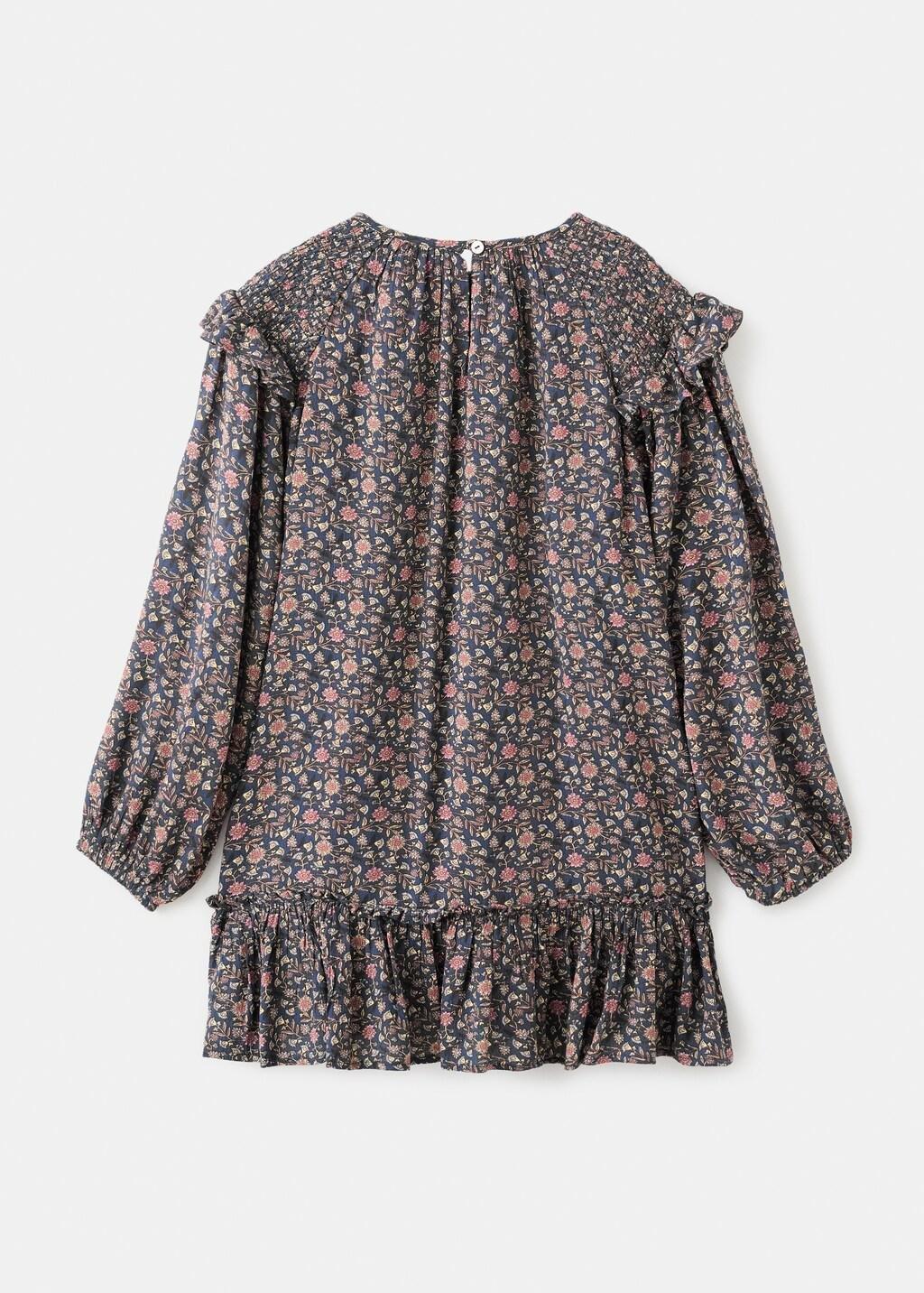 Navy Ruffled Printed Dress, Kids Girls, Navy, large image number 2