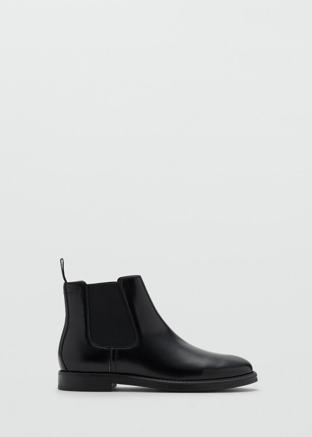 Black Faux-Leather Chelsea Ankle Boots, Black, medium