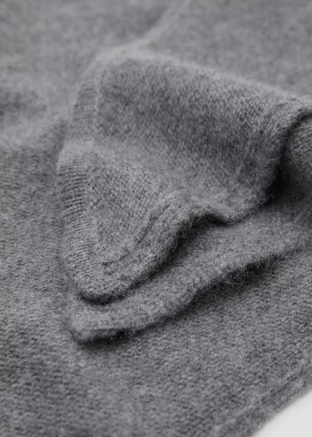 Grey Cashmere-Blend Knitted Shawl, Dark Grey, large image number 0
