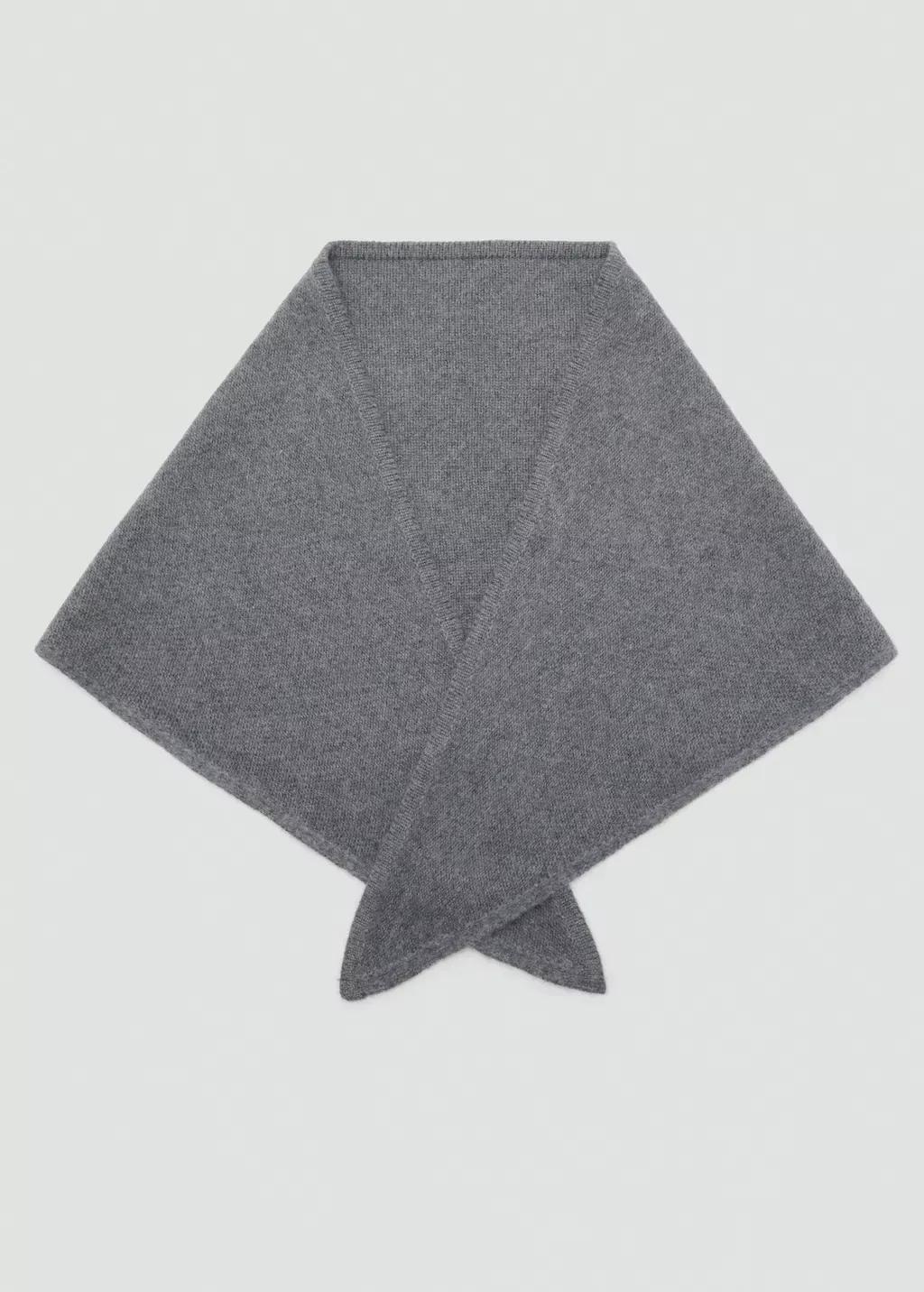Grey Cashmere-Blend Knitted Shawl, Dark Grey, large image number 2
