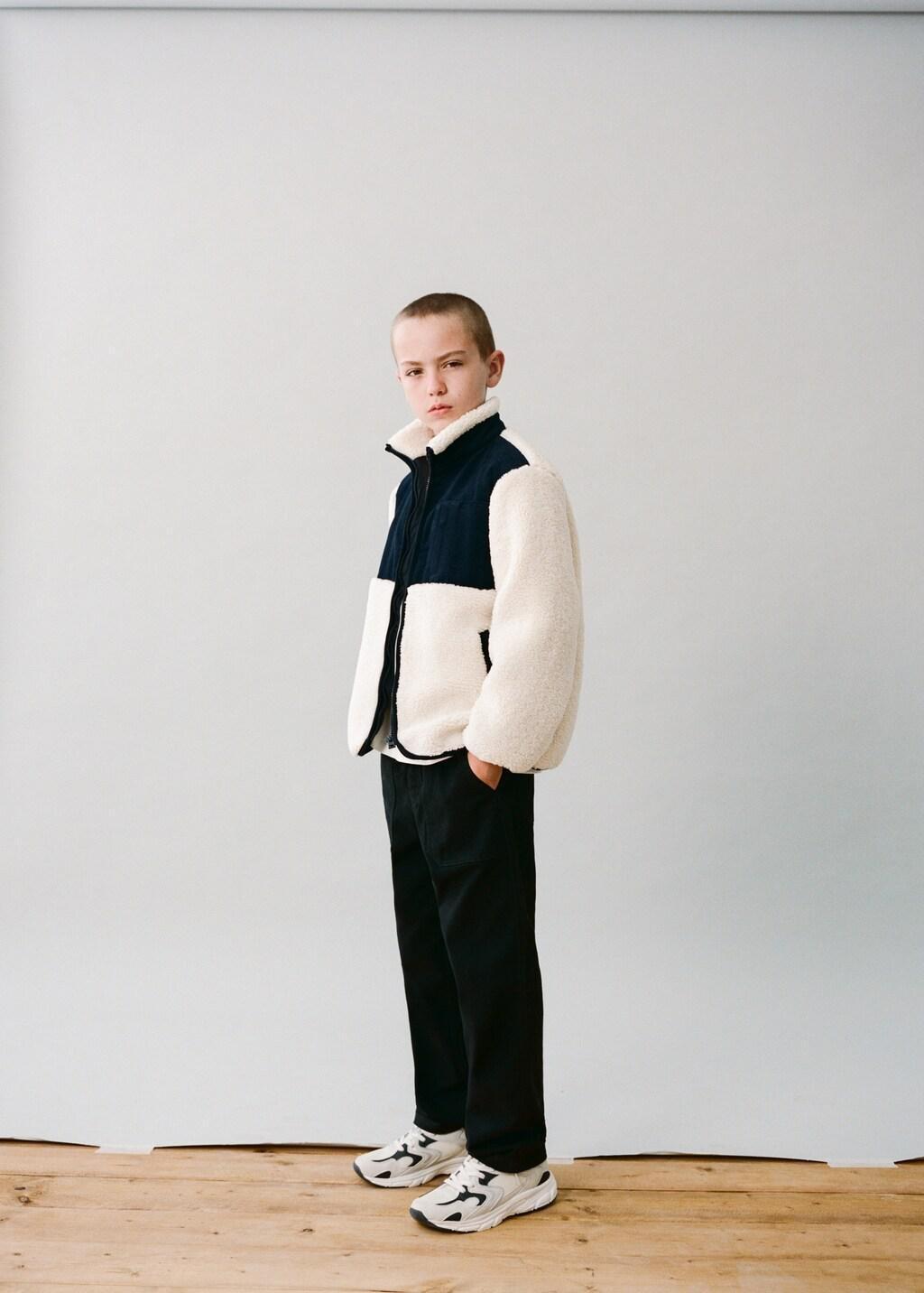 White Shearling-Effect Jacket, Kids Boy, Natural White, large image number 4