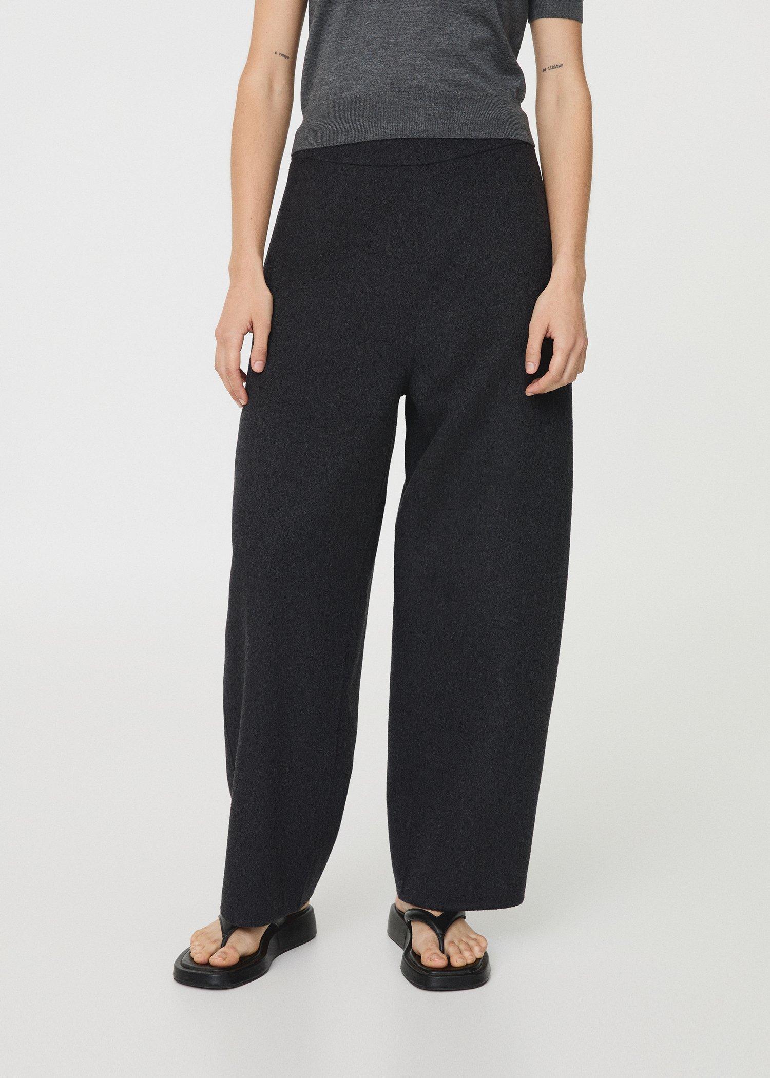 Grey Wool Balloon Trousers, Grey, large image number 3