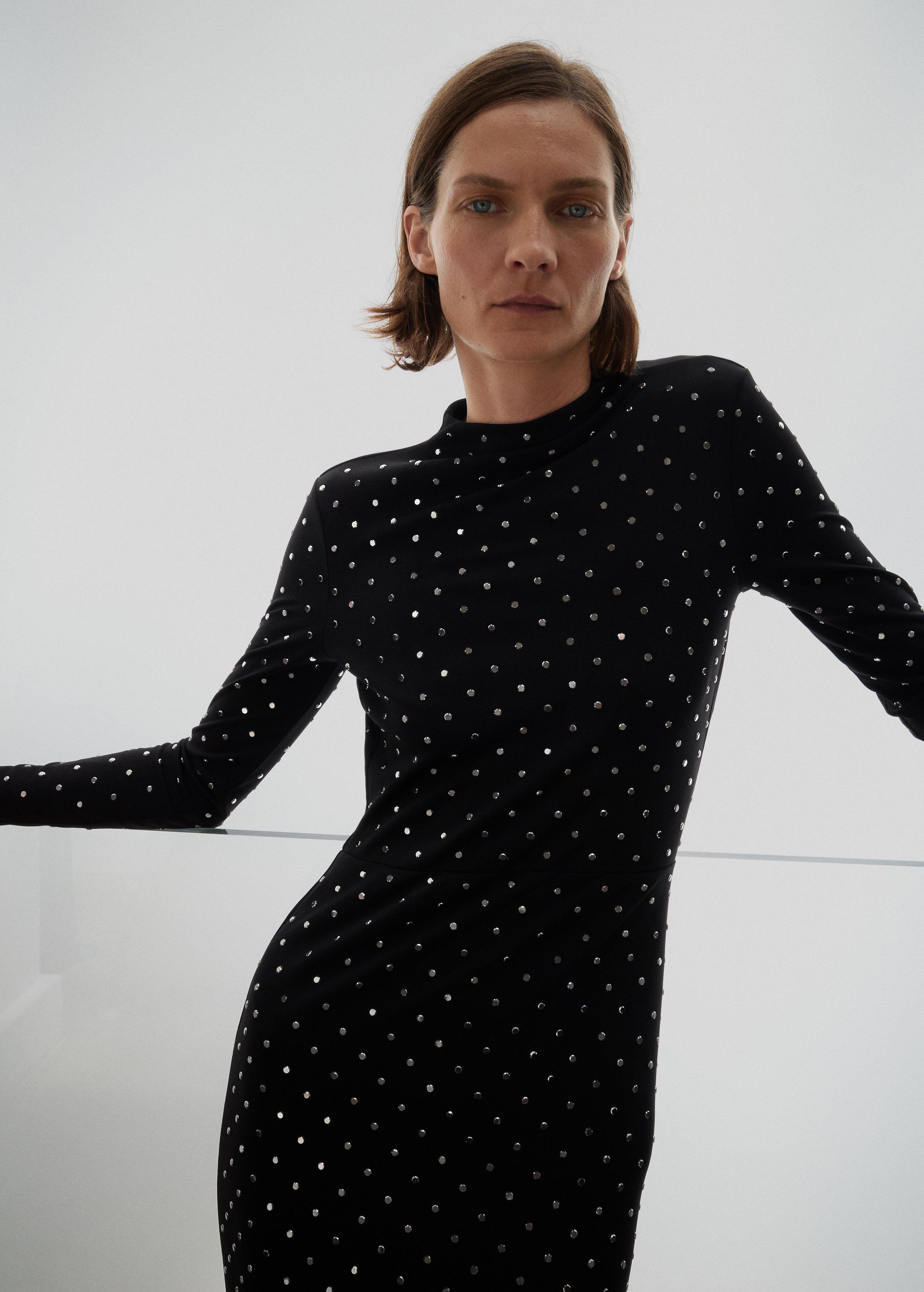 Black Open Back Dress With Crystals, , large image number 0