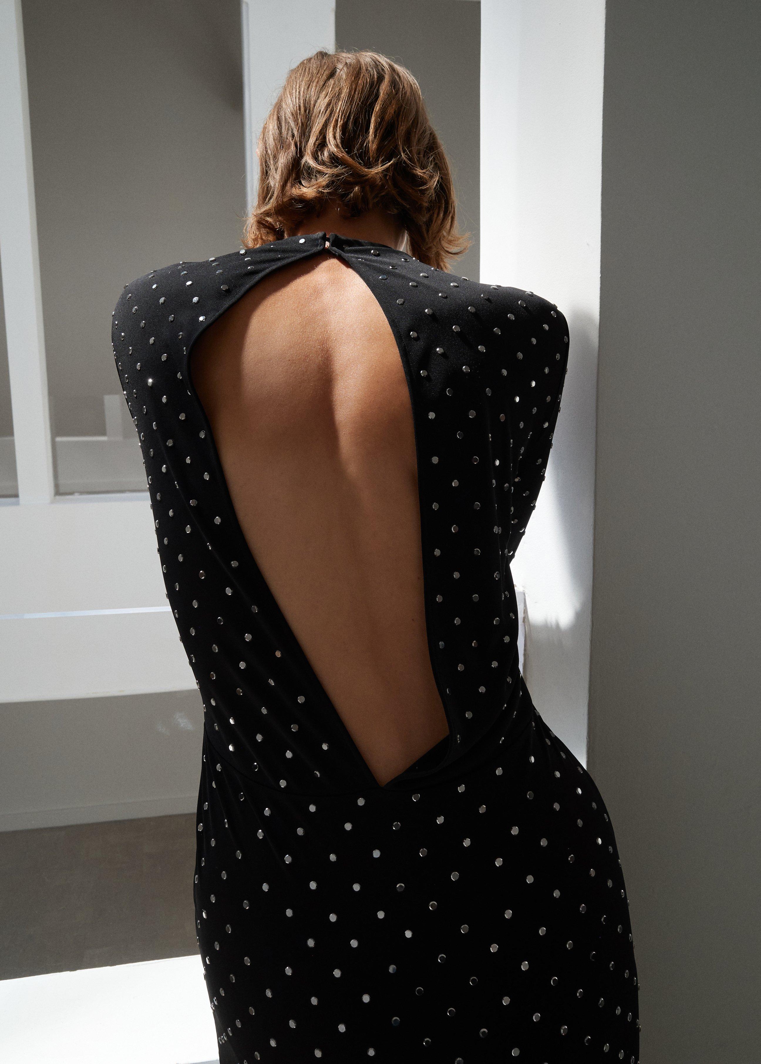 Black Open Back Dress With Crystals, , large image number 1