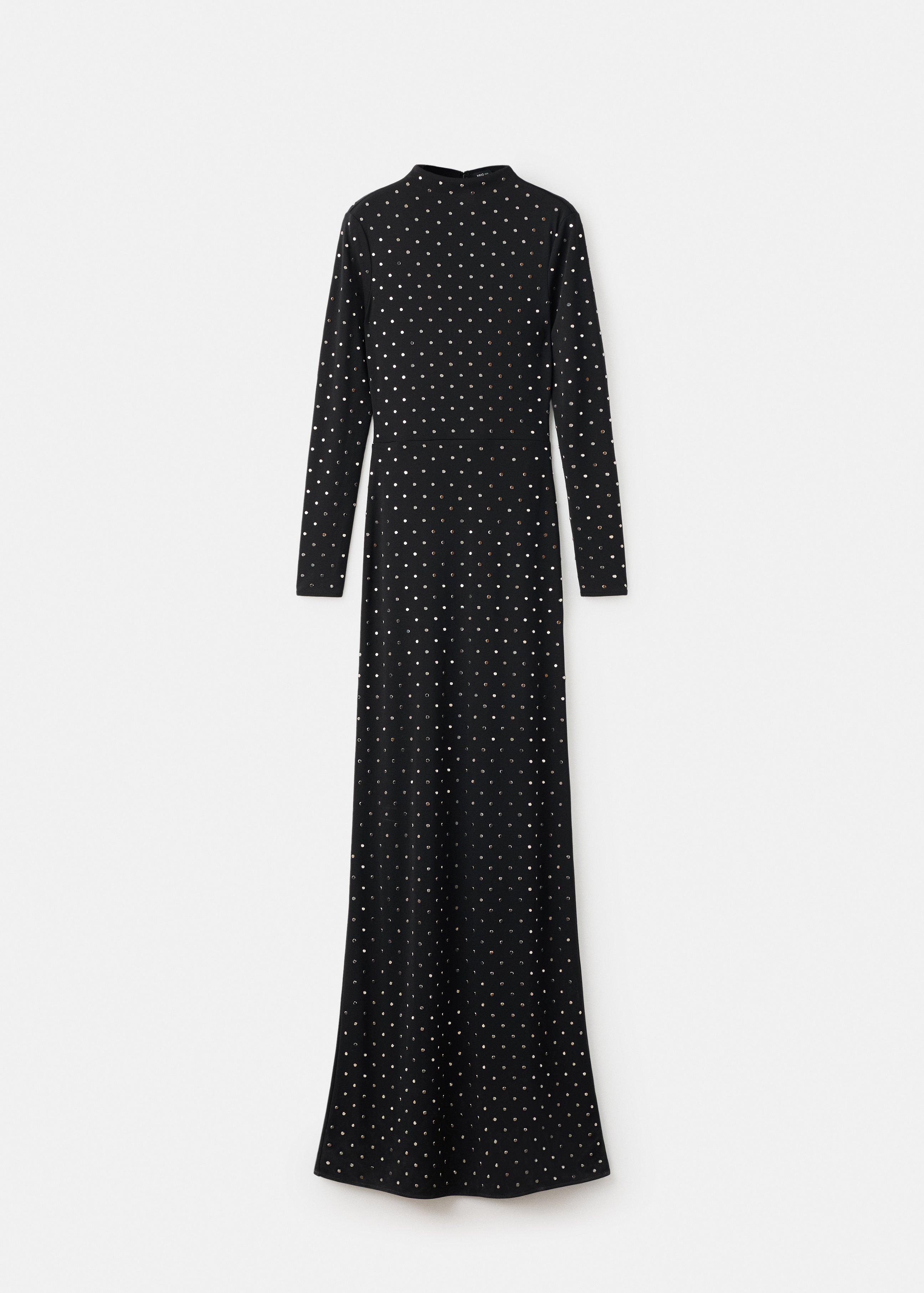 Black Open Back Dress With Crystals, , large image number 3
