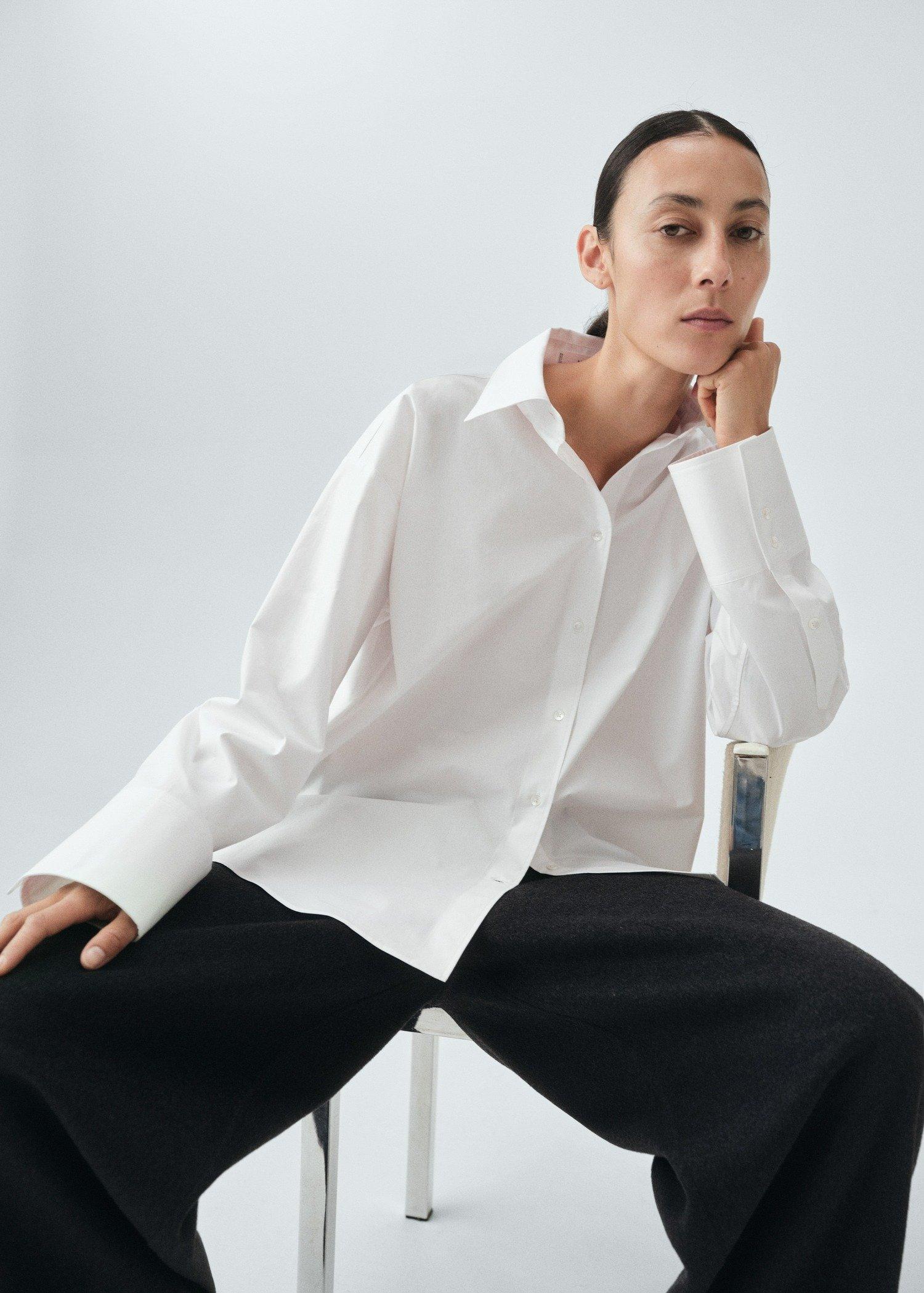 White Oversize Poplin Shirt, , large image number 1