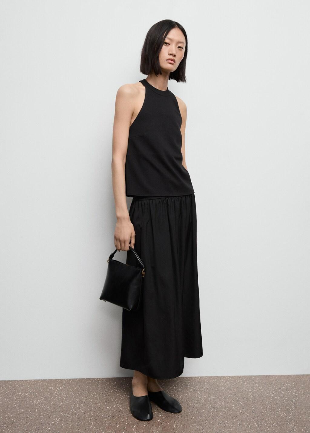 Black Halter Top With Low-Cut Back, Black, large image number 0