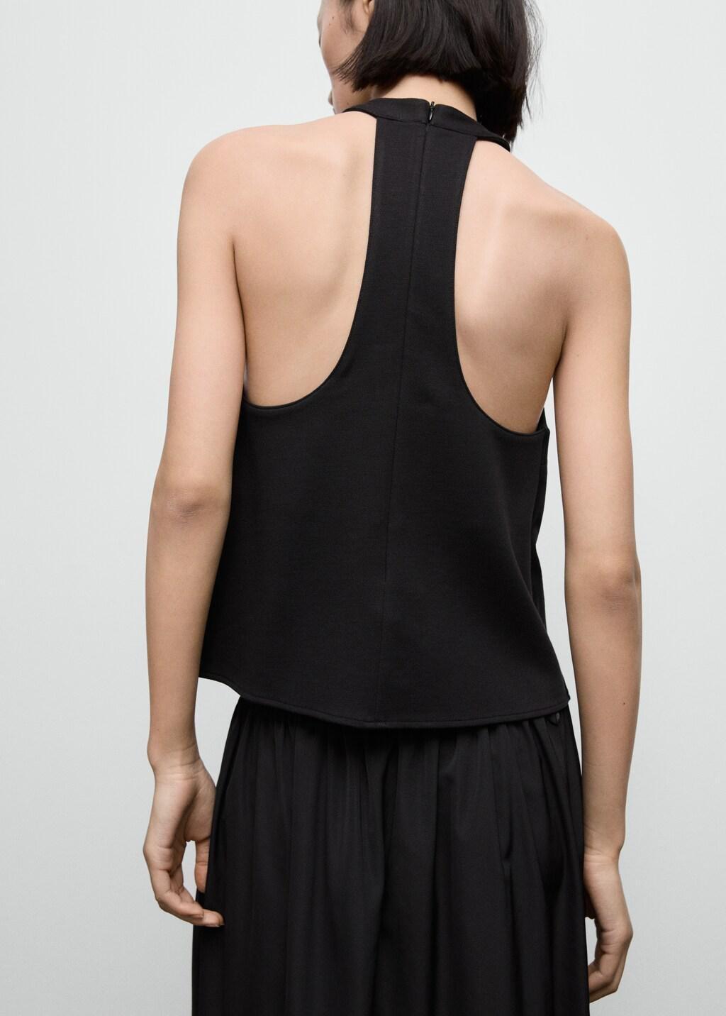 Black Halter Top With Low-Cut Back, Black, large image number 2