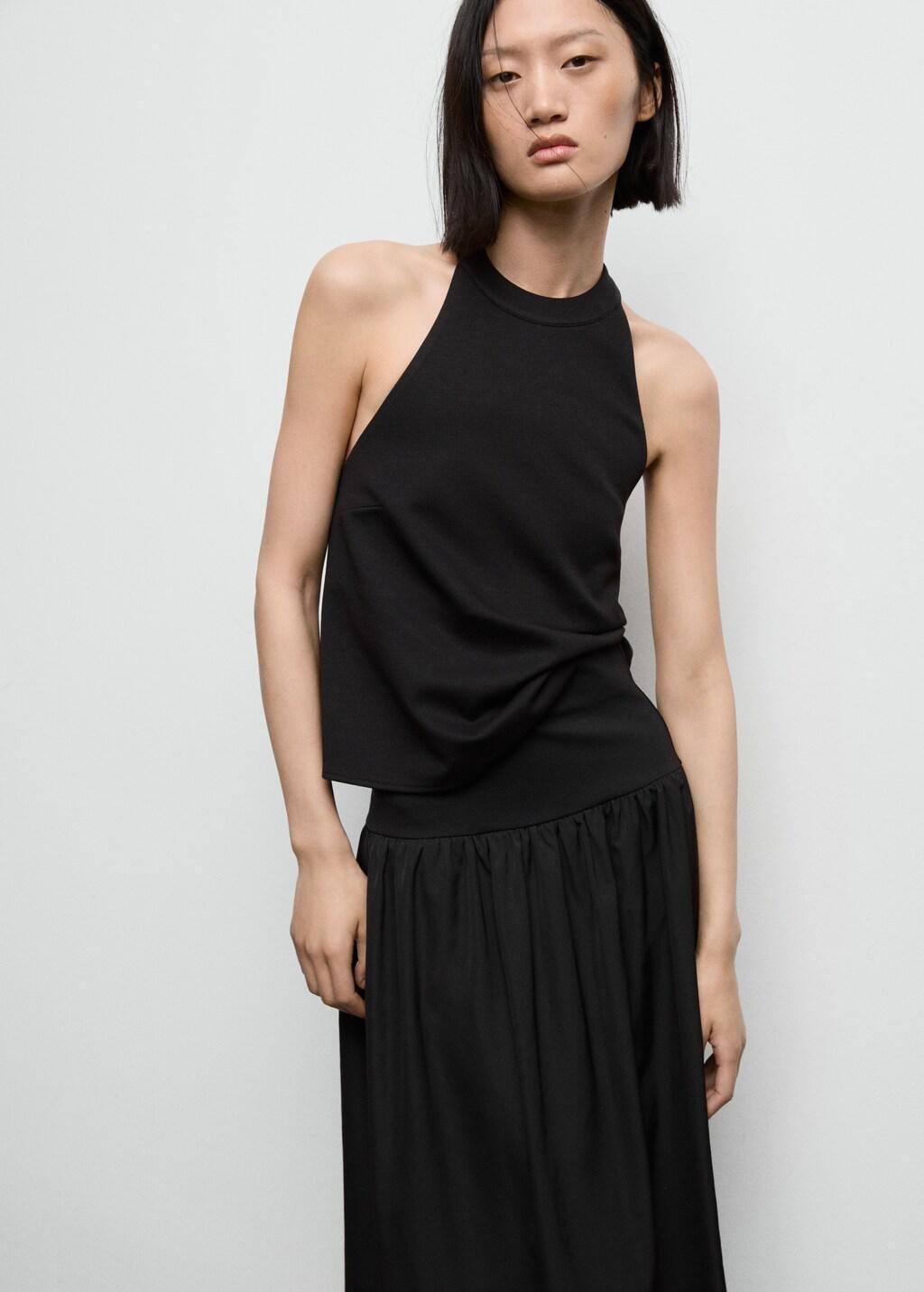 Black Halter Top With Low-Cut Back, Black, large image number 3