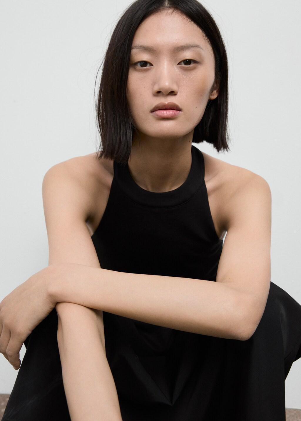 Black Halter Top With Low-Cut Back, Black, large image number 4