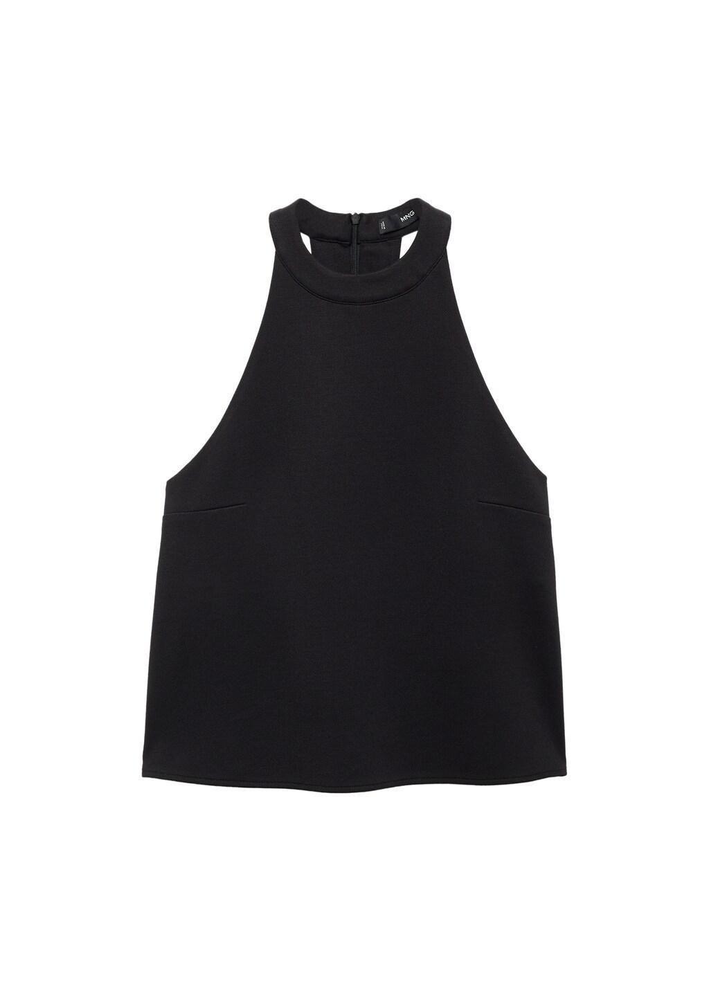 Black Halter Top With Low-Cut Back, Black, large image number 6