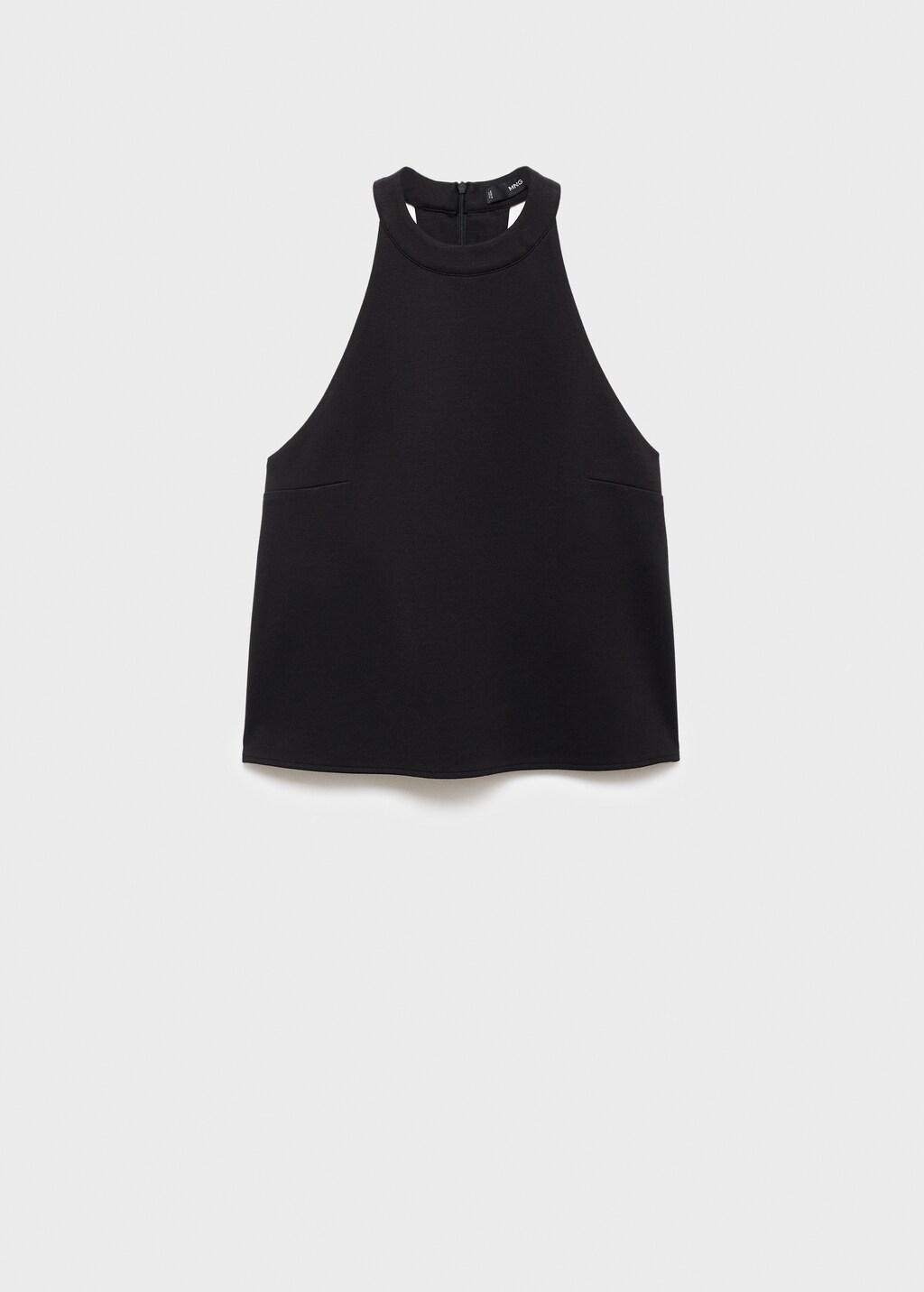 Black Halter Top With Low-Cut Back, Black, large image number 7