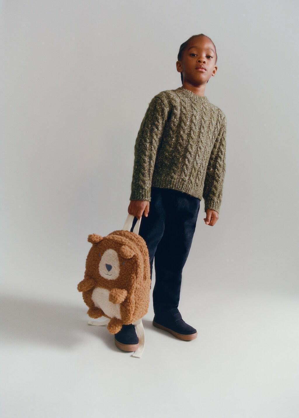 Brown Teddy Bear Sherpa Backpack, Baby Boy, Medium Brown, large image number 2