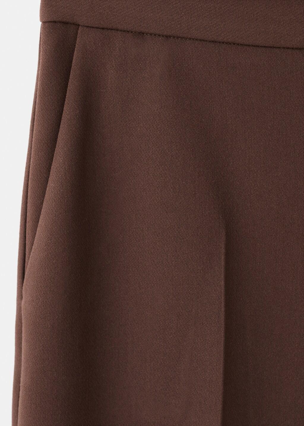 Brown High-Waist Straight Trousers, Dark Brown, large image number 1