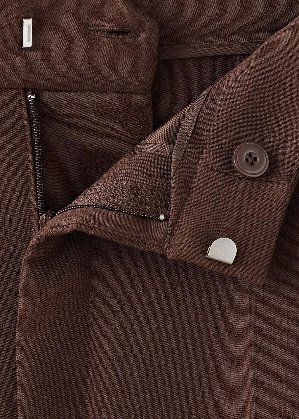 Brown High-Waist Straight Trousers, Dark Brown, large image number 4