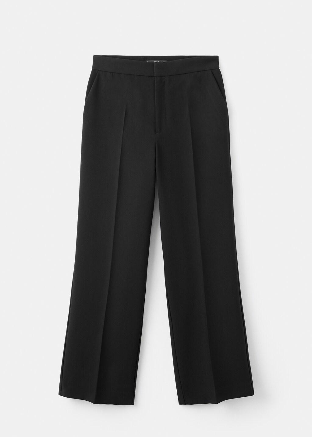 Black High-Waist Straight Trousers, Black, large image number 6