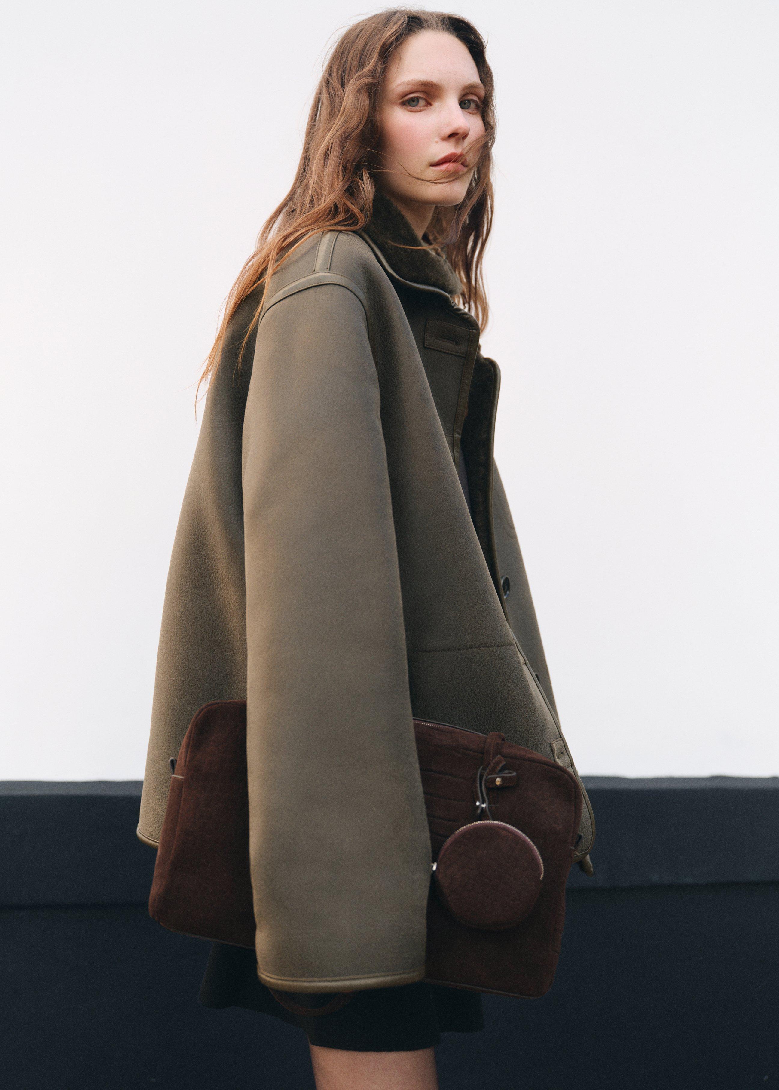 Brown Medium Suede Bowling Bag, Dark Brown, large image number 0