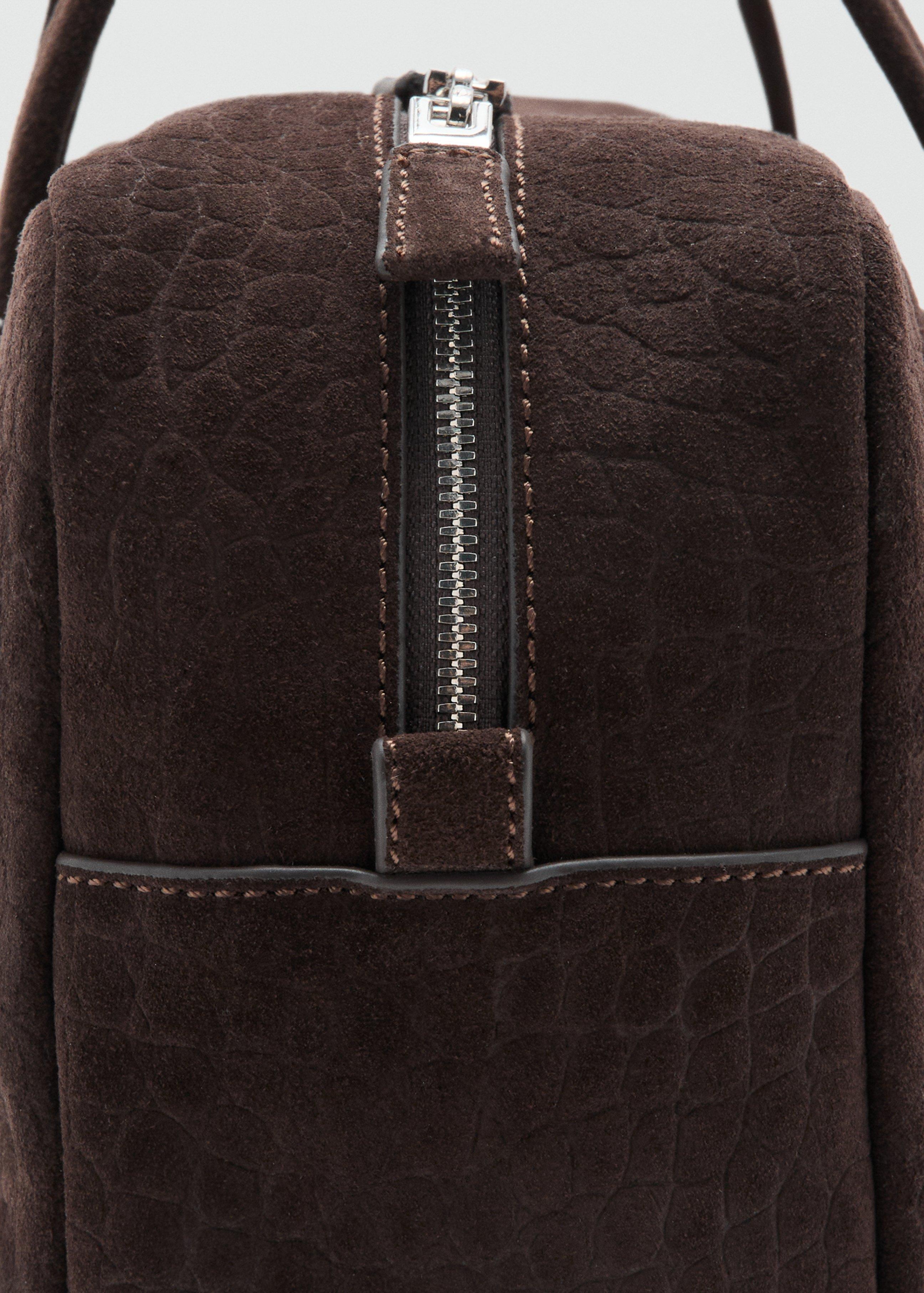 Brown Medium Suede Bowling Bag, Dark Brown, large image number 3