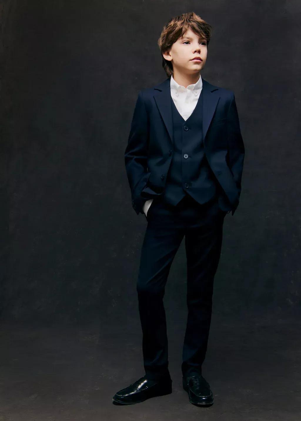 Navy Straight Suit Trousers, Kids Boys, Navy, large image number 3