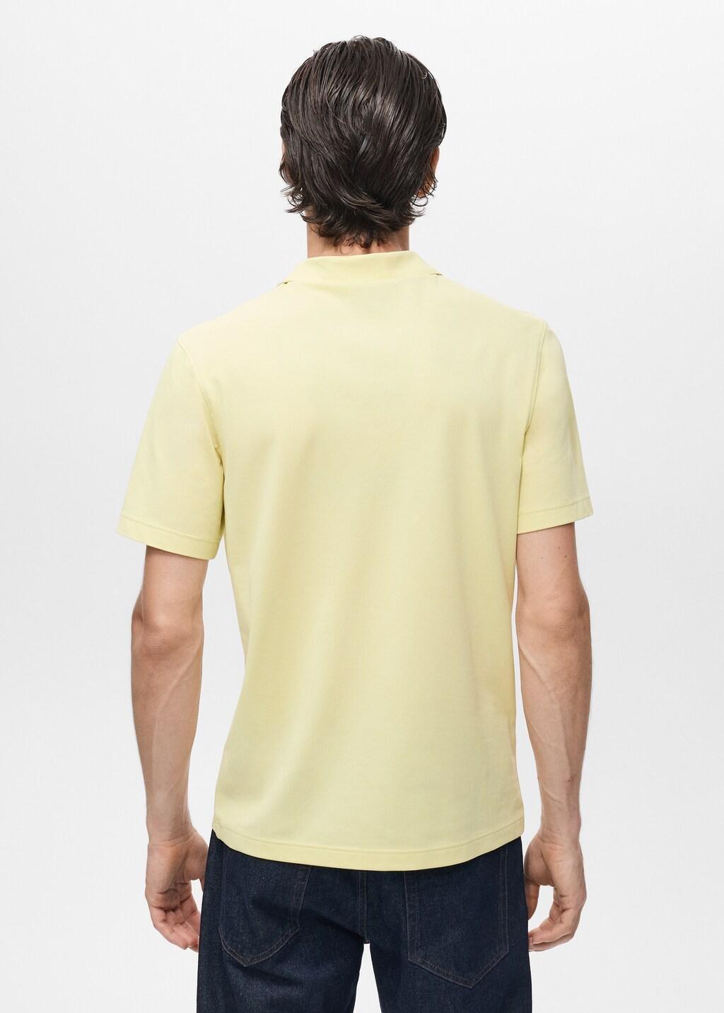 Yellow Piqué Cotton Polo, Bright Yellow, large image number 2