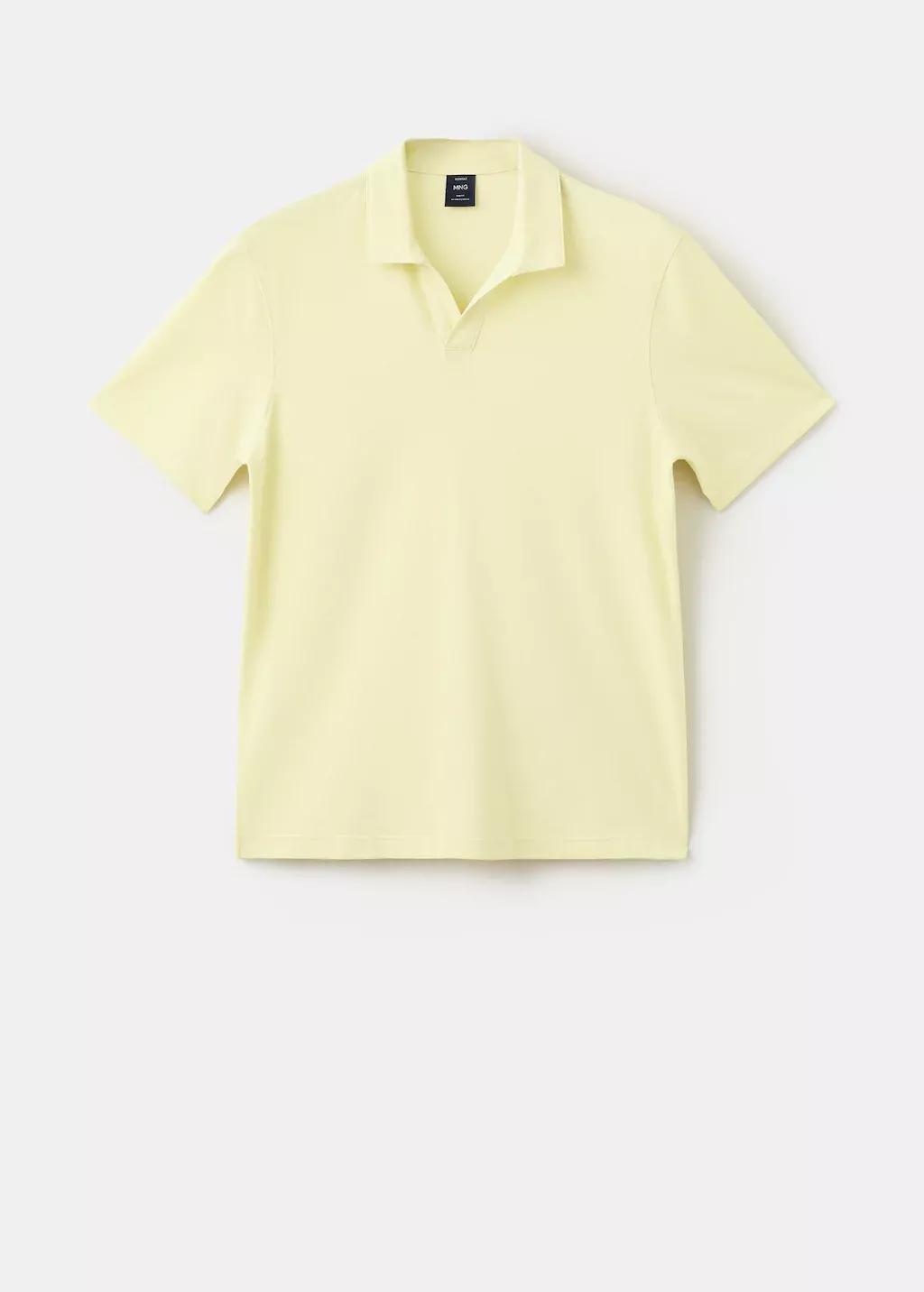 Yellow Piqué Cotton Polo, Bright Yellow, large image number 7
