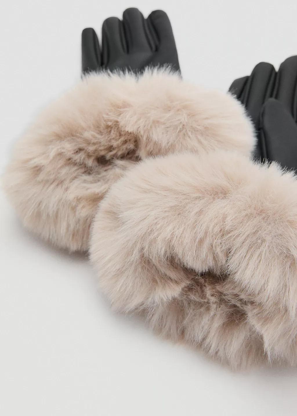 LIGHT BEIGE Combined hair gloves, 0201_08, large image number 0