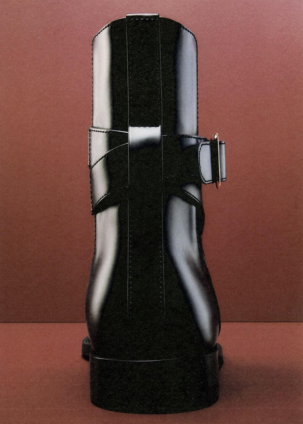 Black Ankle Boots With Elastic Panel And Buckle, Black, large image number 3