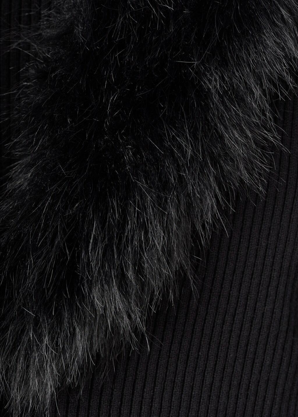 BLACK Cardigan with faux-fur collar, 0201_99, large image number 1