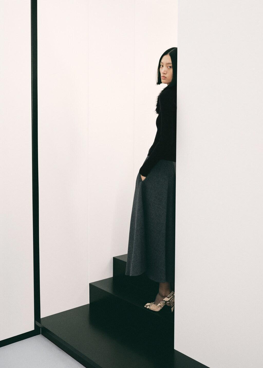 BLACK Cardigan with faux-fur collar, 0201_99, large image number 4