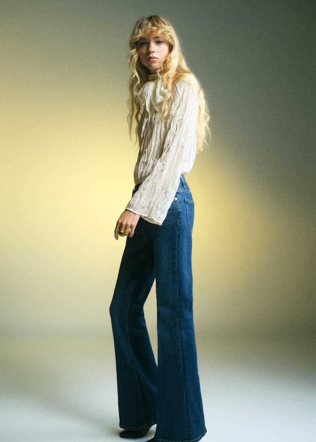 Natural White Bow Textured Blouse, 0201_02, large image number 0