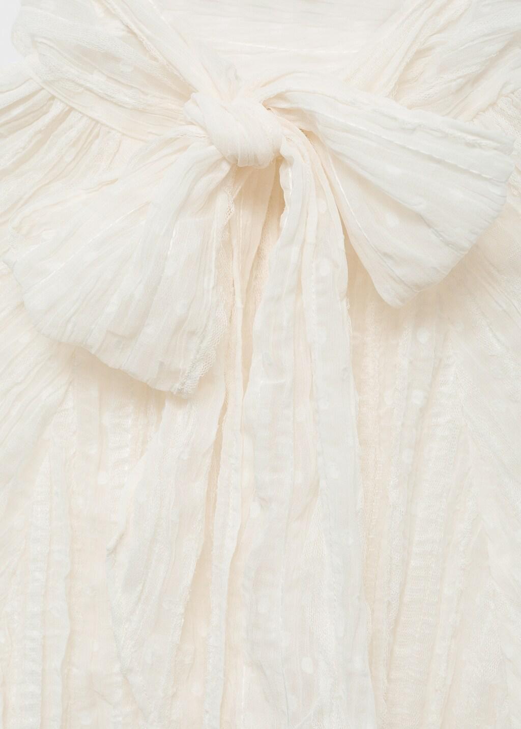 Natural White Bow Textured Blouse, 0201_02, large image number 1