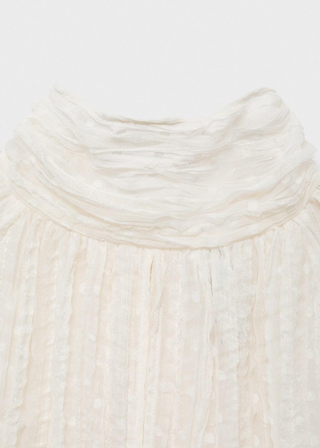Natural White Bow Textured Blouse, 0201_02, large image number 5