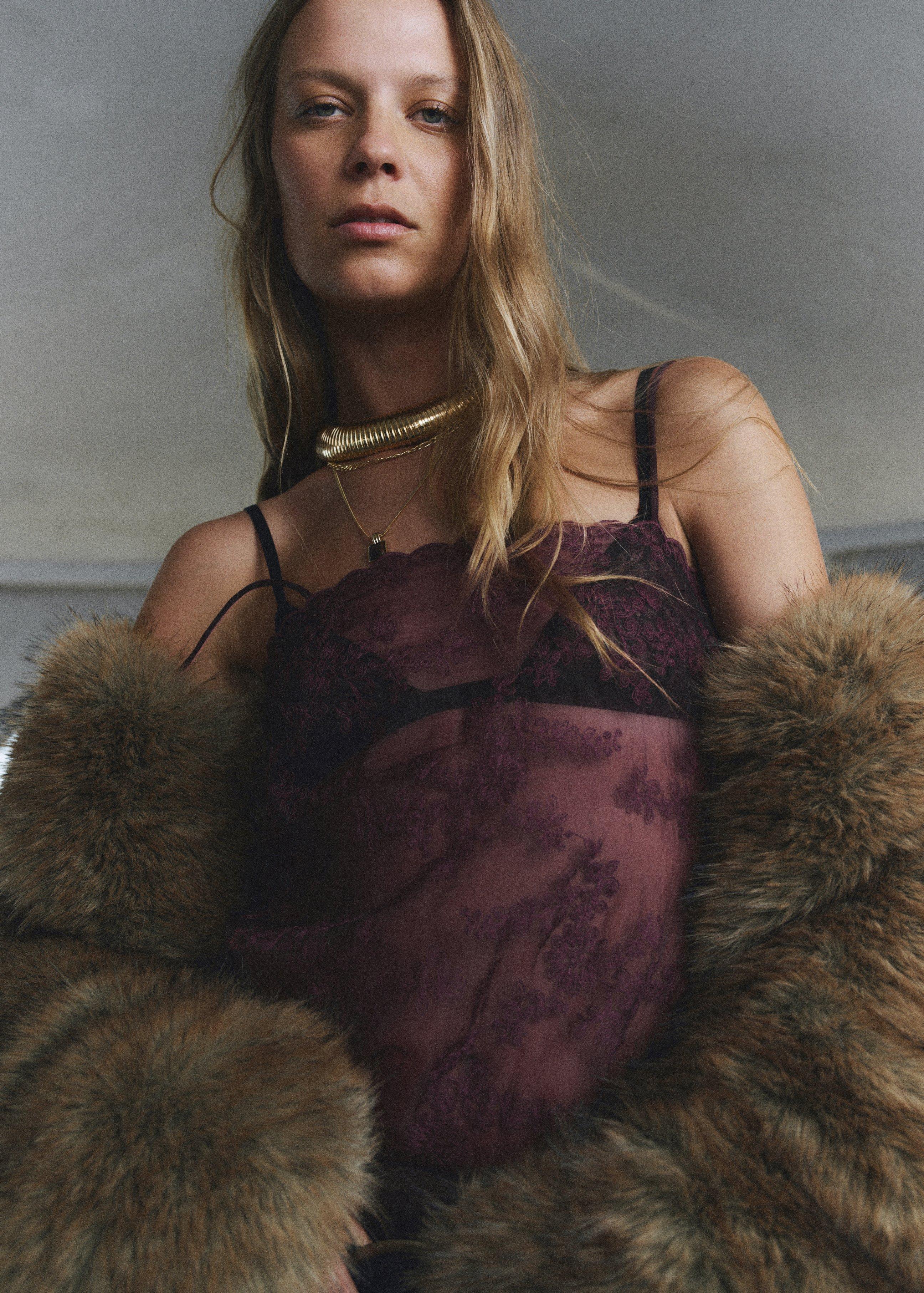 Red Embroidered Sheer Top, Dark Red, medium