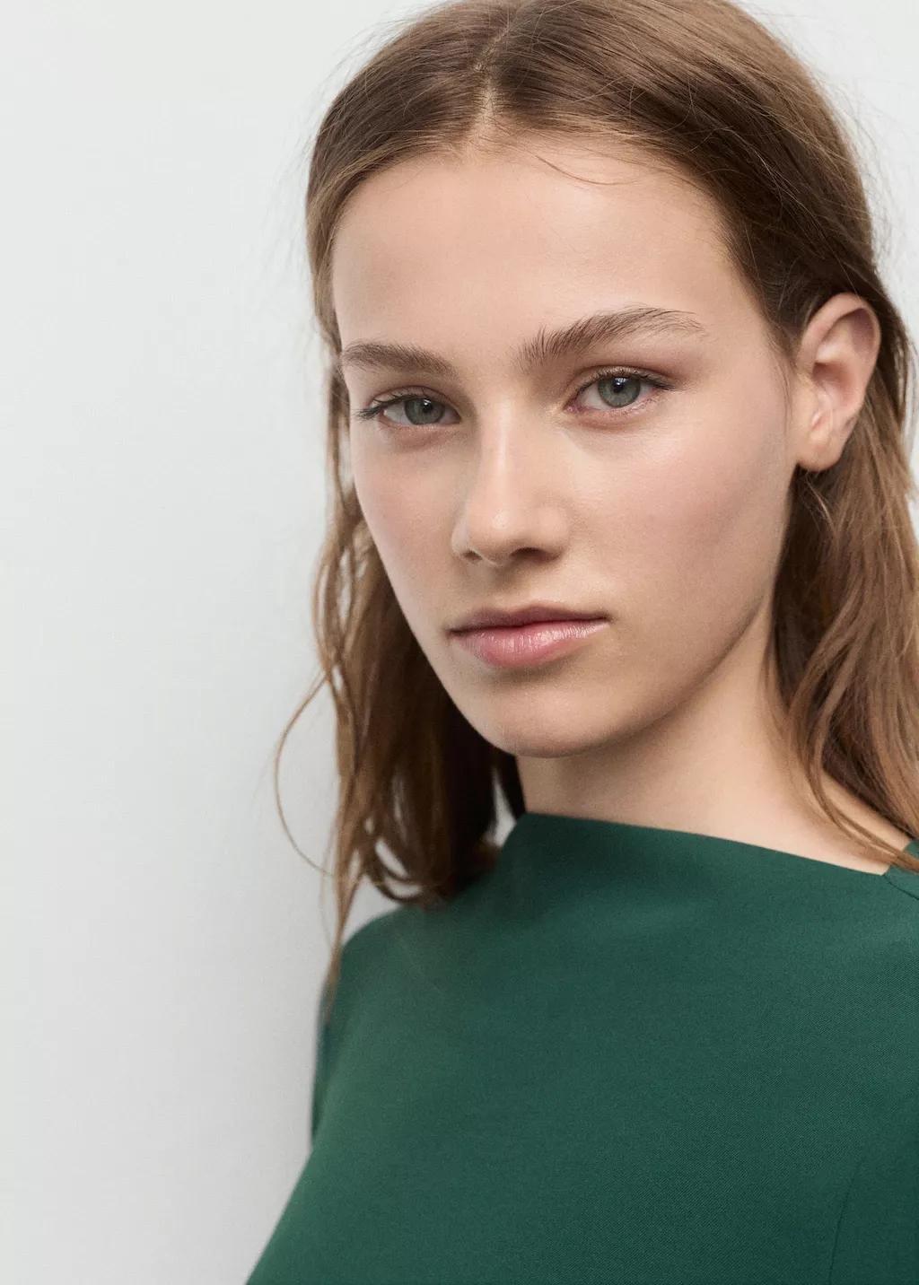 GREEN Boat-neck ruched dress, 0201_43, large image number 4