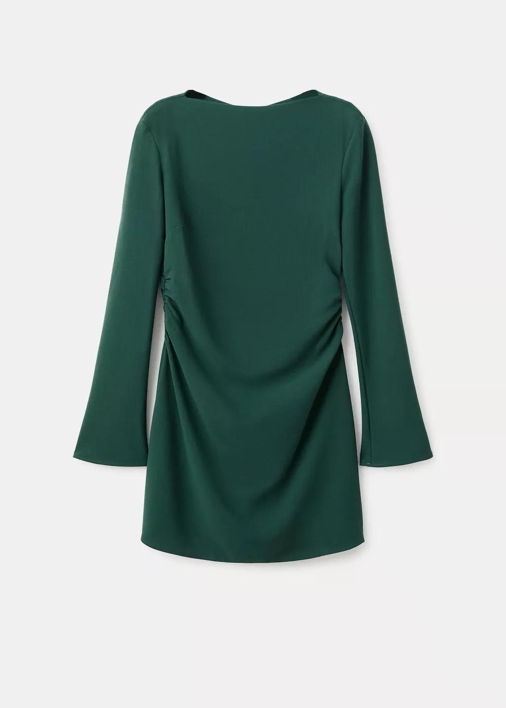 GREEN Boat-neck ruched dress, 0201_43, large image number 6