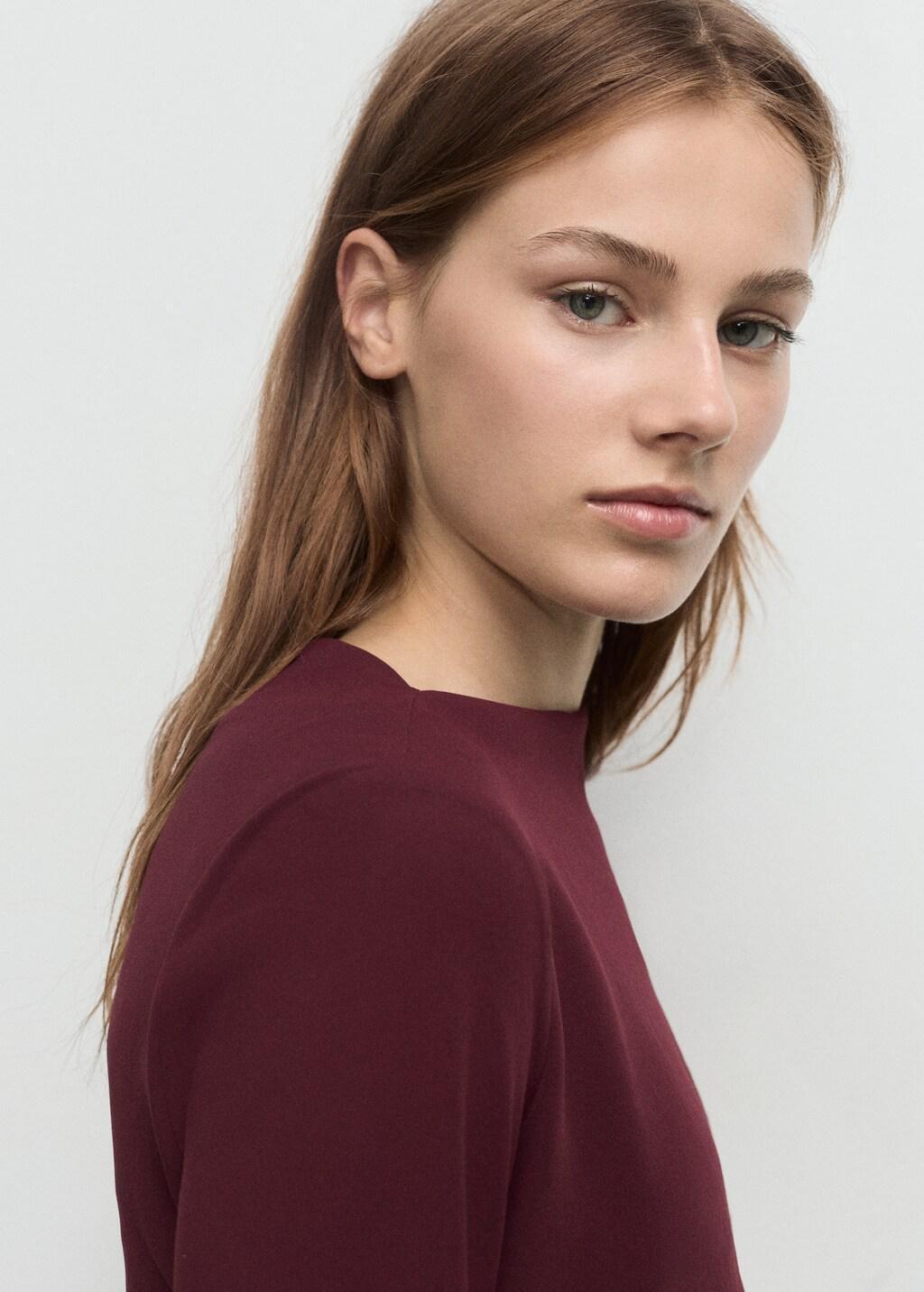 DARK RED Boat-neck ruched dress, 0201_76, large image number 4