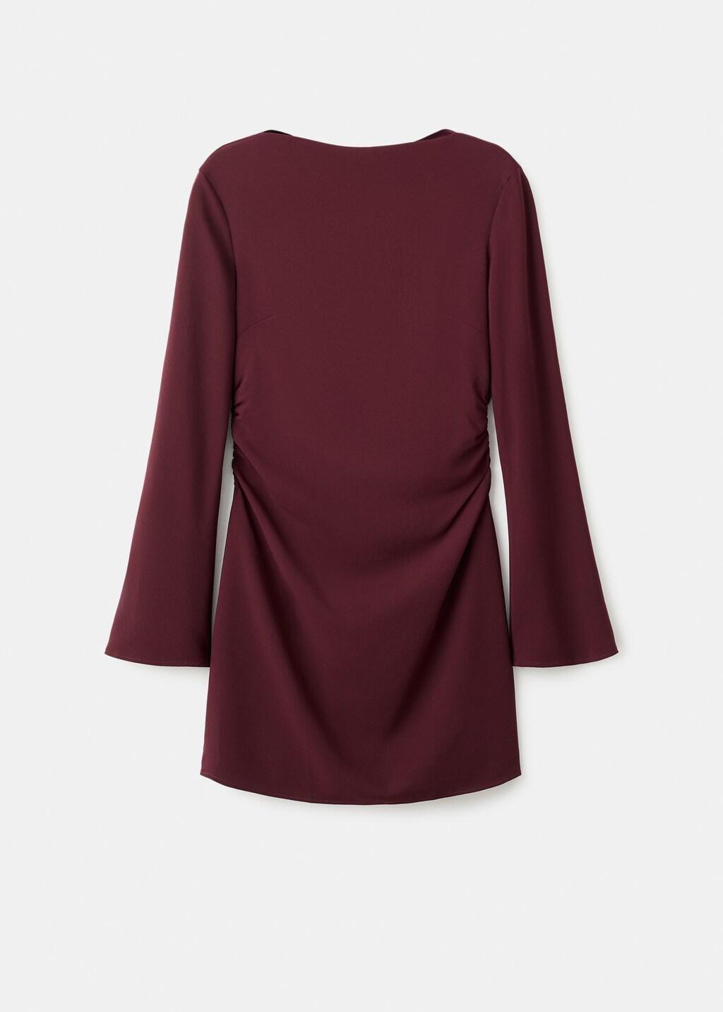 DARK RED Boat-neck ruched dress, 0201_76, large image number 8