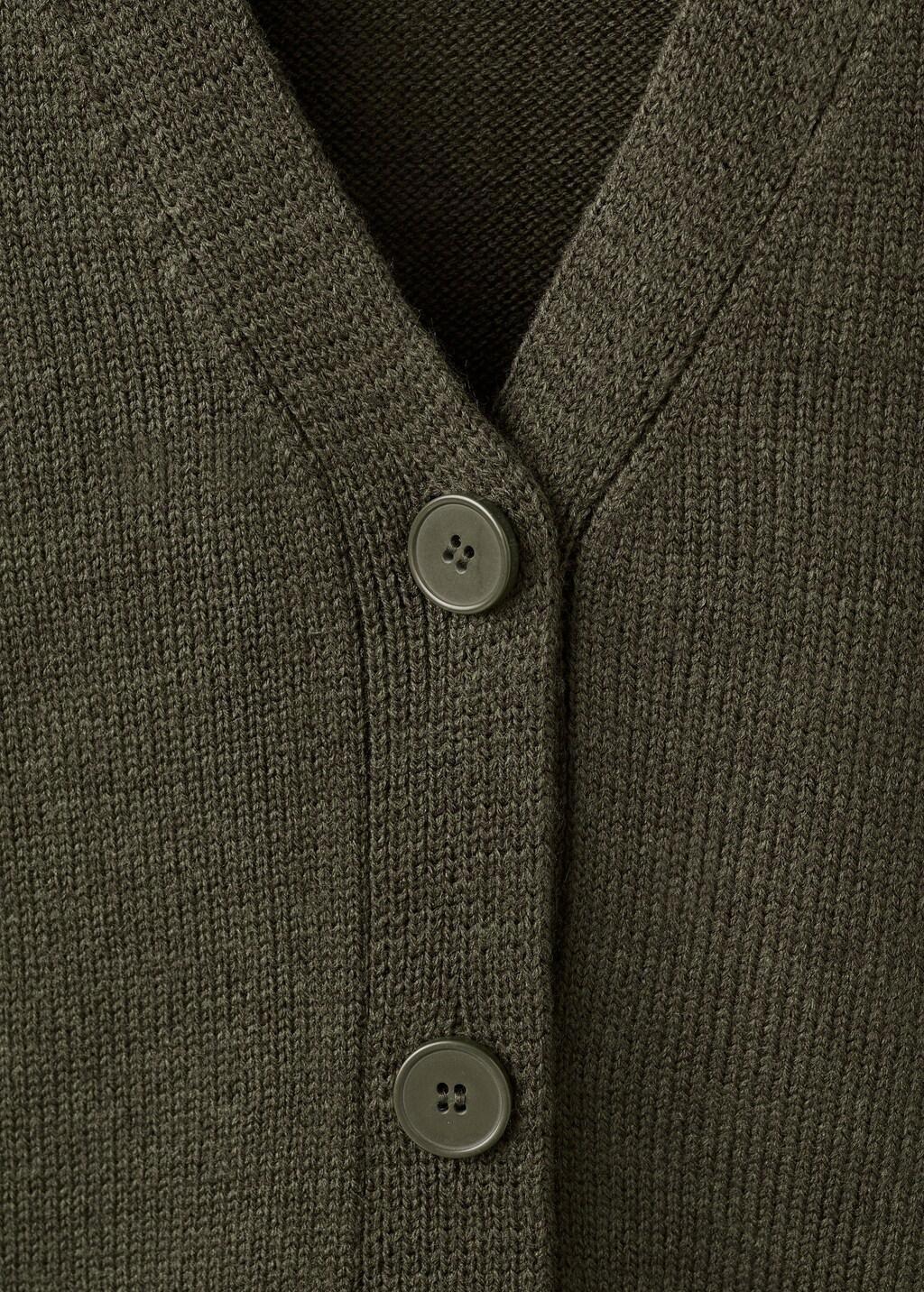 Khaki Oversized V-Neck Cardigan, 0201_37, large image number 5
